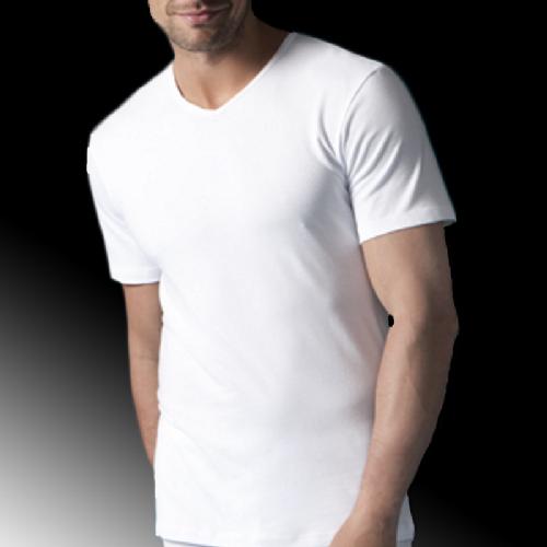 Camiseta interior hombre manga corta cuello pico 100% algodón - Nannycouture