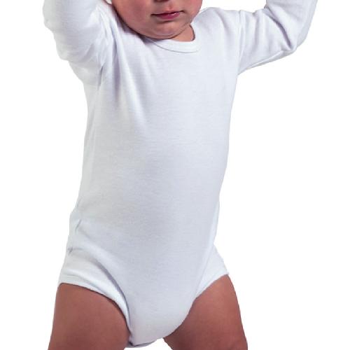 body bebé 100% algodón manga larga 0-3-6 meses blanco bordado azul claro