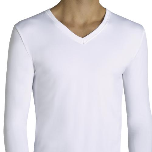 Camiseta interior afelpada manga larga cuello pico – Ysabel Mora